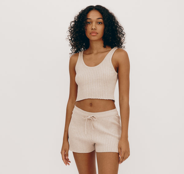 Organic Basics True Knit Crop Tank Top Oat