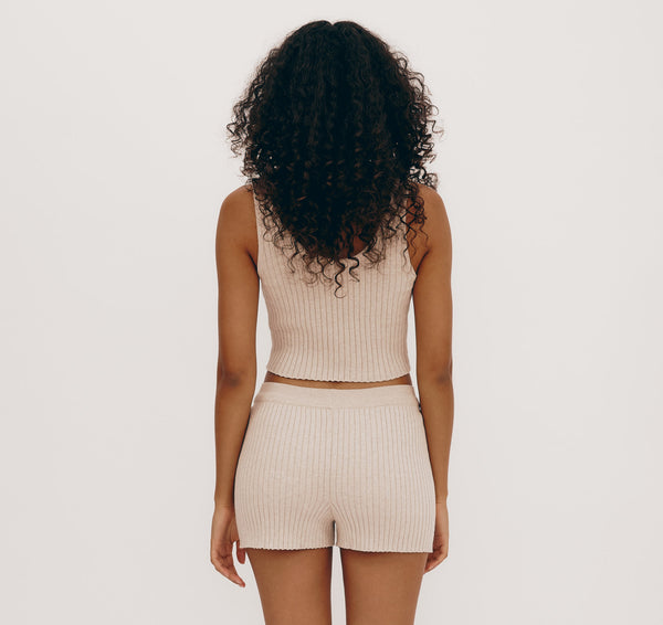 Organic Basics True Knit Crop Tank Top Oat