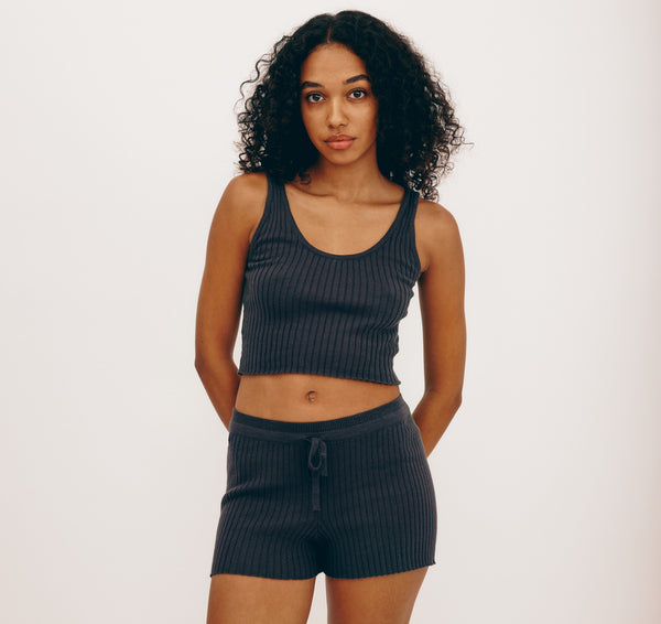 Organic Basics True Knit Shorts Slate