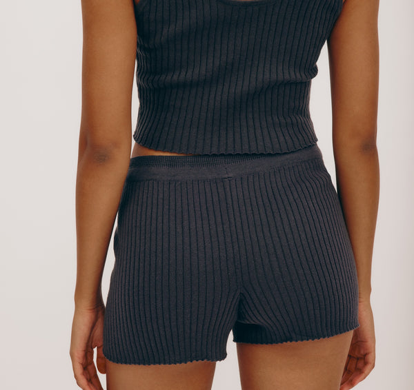 organic basics True Knit Shorts Slate