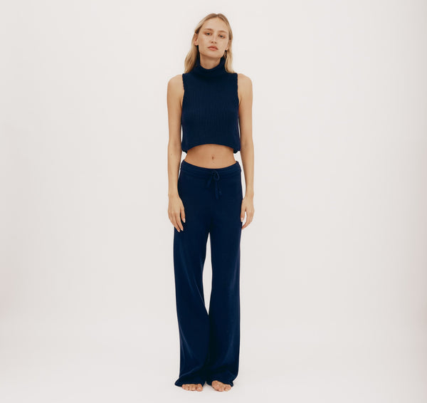 Organic Basics True Knit Wide Leg Pants Navy