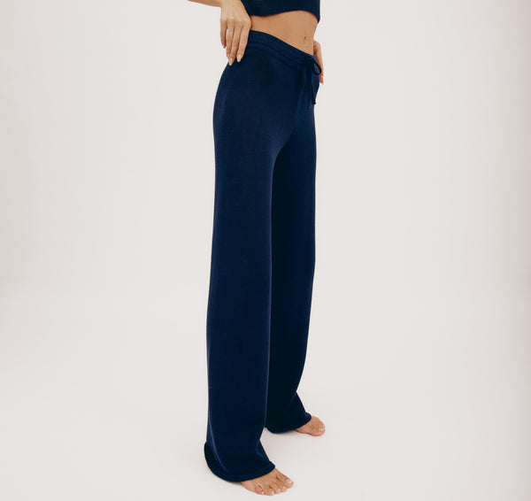 Organic Basics True Knit Wide Leg Pants Navy