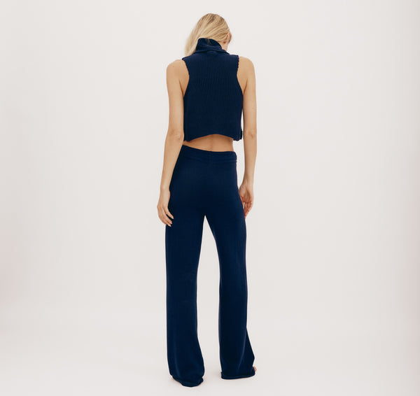 Organic Basics True Knit Wide Leg Pants Navy