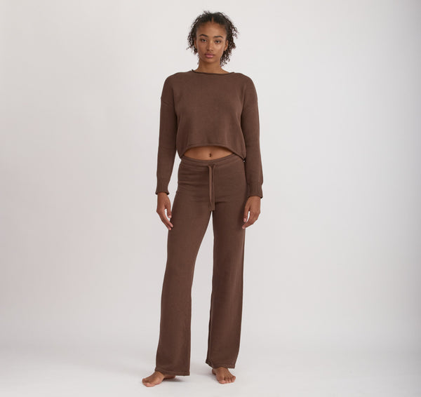 organic basics True Knit Wide Leg Pants Walnut