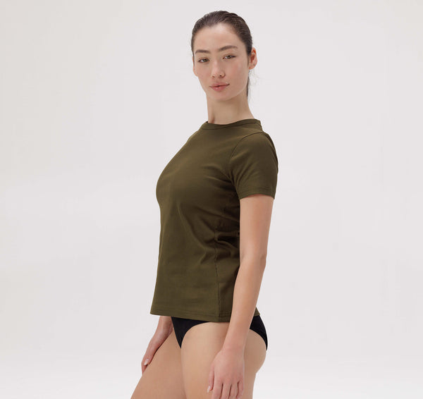 Organic Basics True Rib Tee Olive