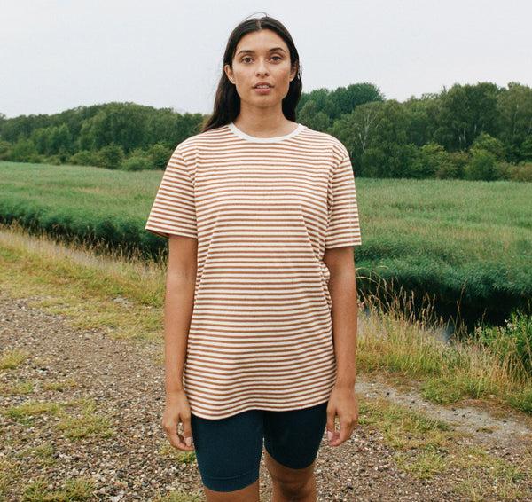 Organic Basics True Tee Ocher Stripe