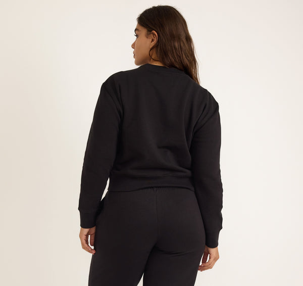 Organic Basics Weekend Crop Crewneck Black