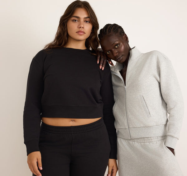 Organic Basics Weekend Crop Crewneck Black