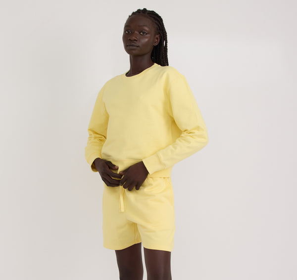 Organic Basics Weekend Crop Crewneck Light Lemon