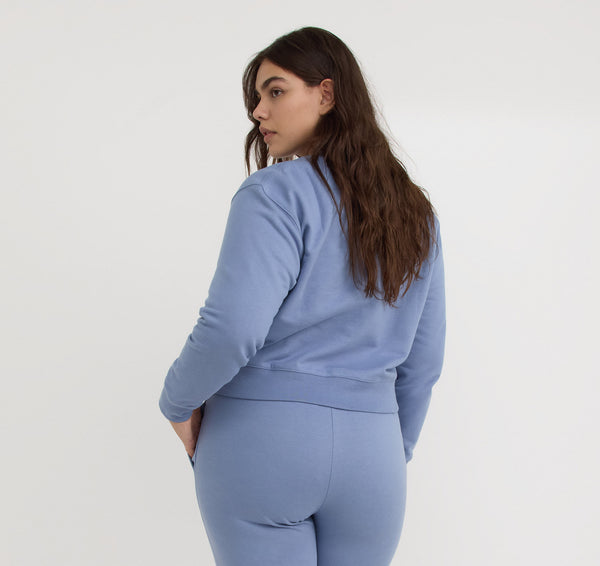 Organic Basics Weekend Crop Crewneck Misty Blue