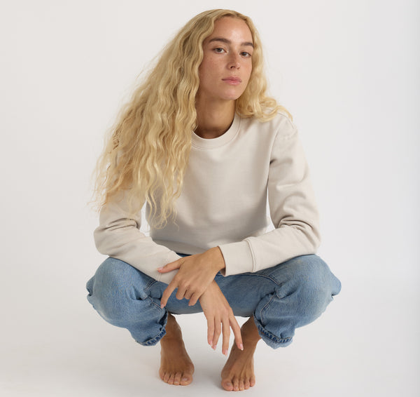 Organic Basics Weekend Crop Crewneck Sandstone
