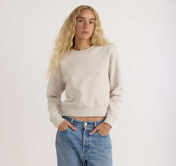 organic basics Weekend Crop Crewneck Sandstone