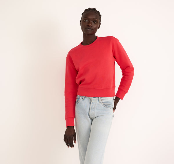 Organic Basics Weekend Crop Crewneck Strawberry