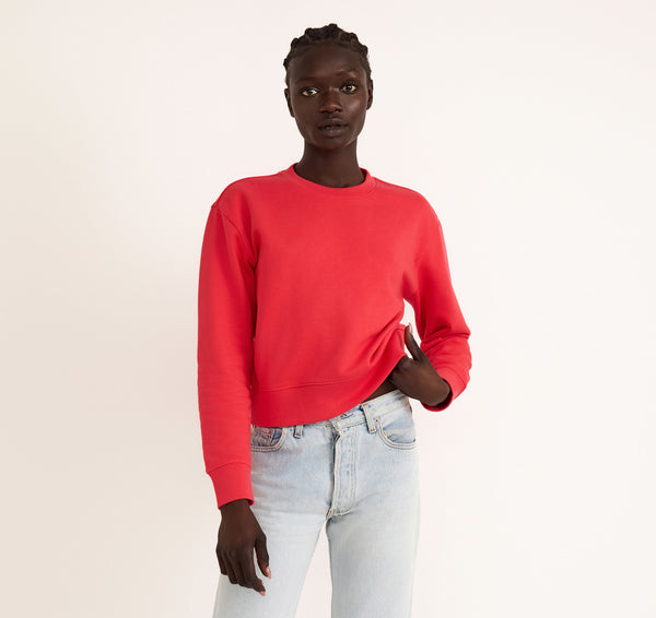 organic basics Weekend Crop Crewneck Strawberry