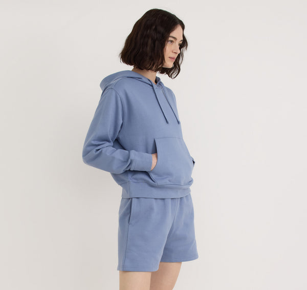 Organic Basics Weekend Crop Hoodie Misty Blue