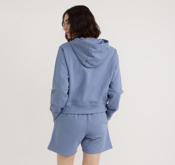 Organic Basics Weekend Crop Hoodie Misty Blue