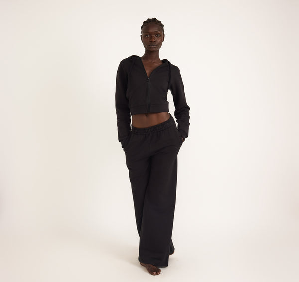 Organic Basics Weekend Crop Zip Hoodie Black