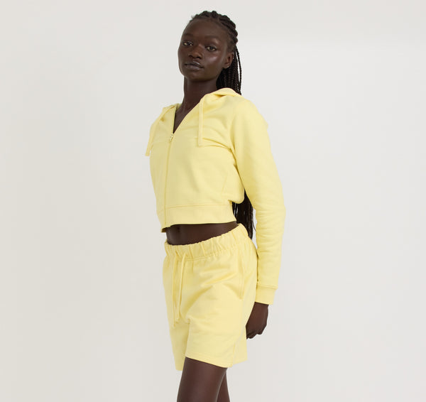 Organic Basics Weekend Crop Zip Hoodie Light Lemon