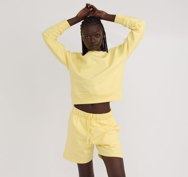 Organic Basics Weekend Longline Shorts Light Lemon