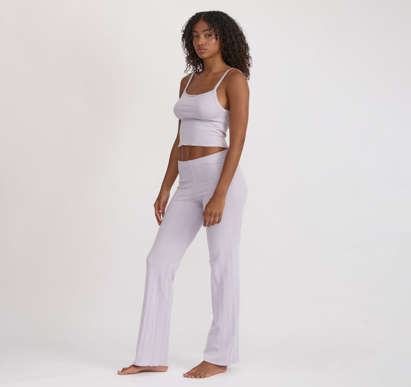 organic basics Pointelle Straight Leg Pants Soft Lilac