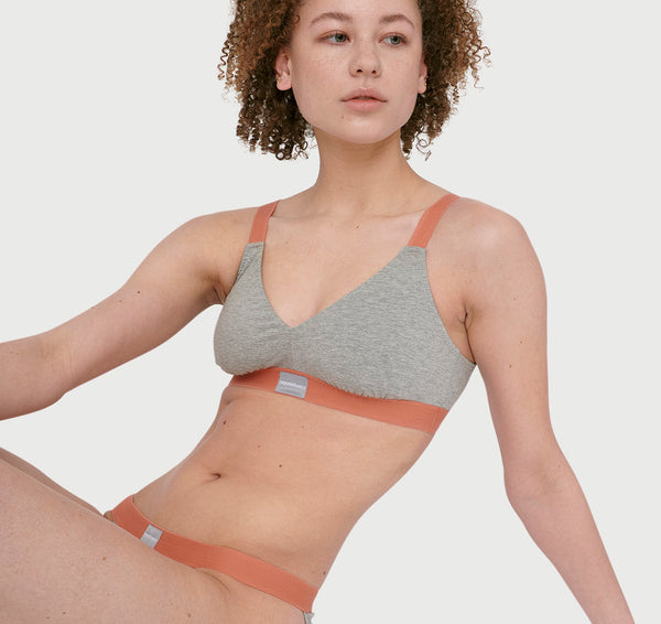 organic basics Recycled Cotton Move Bralette Grey Melange