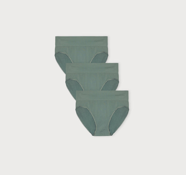 organic basics Smooth High-Leg Briefs 3-Pack Seaweed