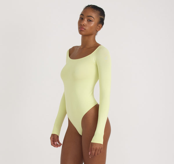 organic basics Smooth Off-Shoulder Bodysuit Elderflower Green