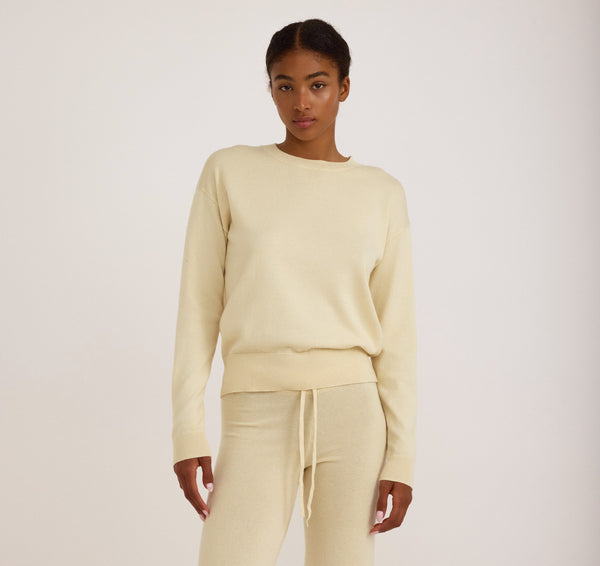 organic basics Soft Knit Boxy Crewneck Sweater Double Cream