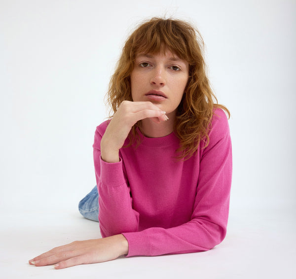 Organic Basics Soft Knit Boxy Crewneck Sweater Pink