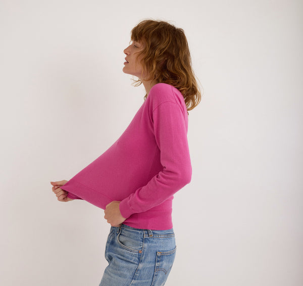 Organic Basics Soft Knit Boxy Crewneck Sweater Pink