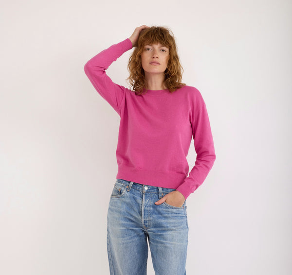 organic basics Soft Knit Boxy Crewneck Sweater Pink