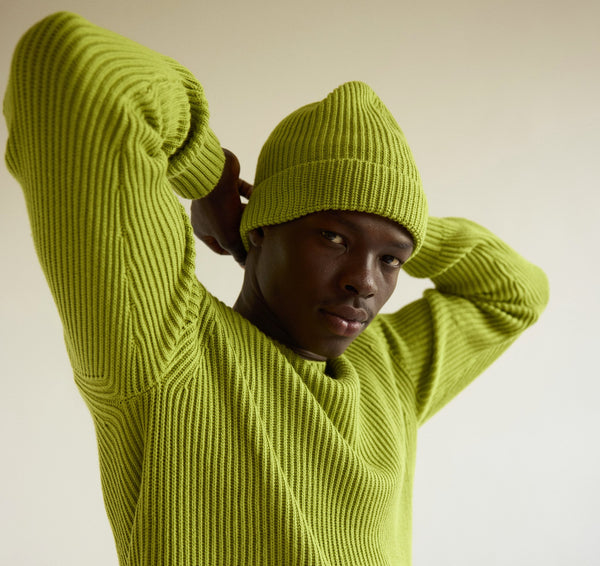 Organic Basics Soft Knit Fluffy Beanie Matcha Green