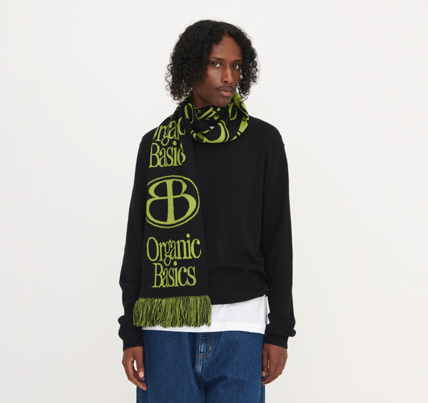 Organic Basics Soft Knit Jacquard Scarf Matcha Green