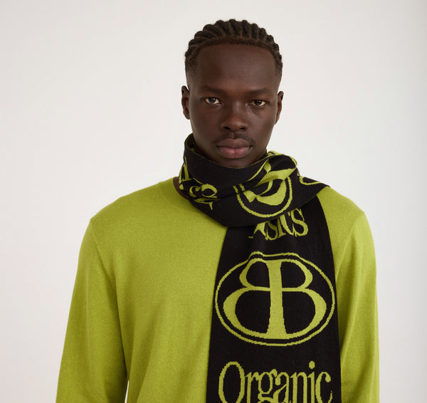 Organic Basics Soft Knit Jacquard Scarf Matcha Green