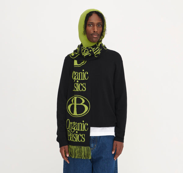 organic basics Soft Knit Jacquard Scarf Matcha Green