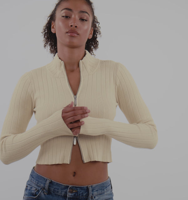 Organic Basics Soft Knit Rib Track Jacket Sandstone