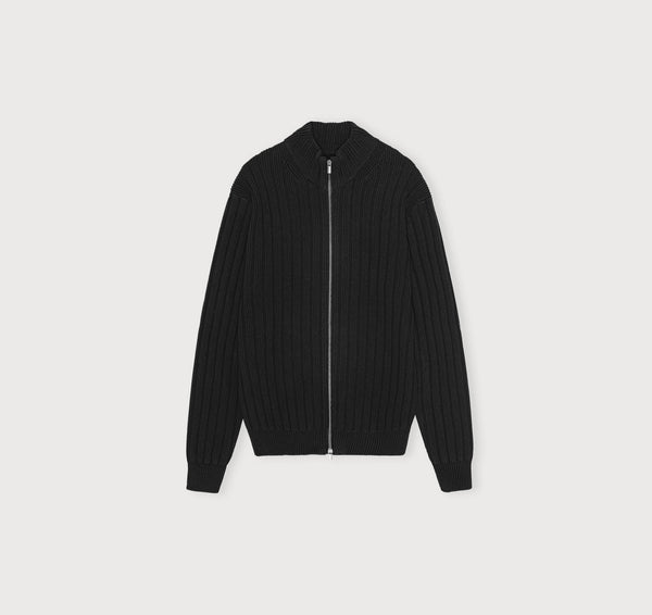 Organic Basics Soft Knit Rib Zip Track Jacket Black