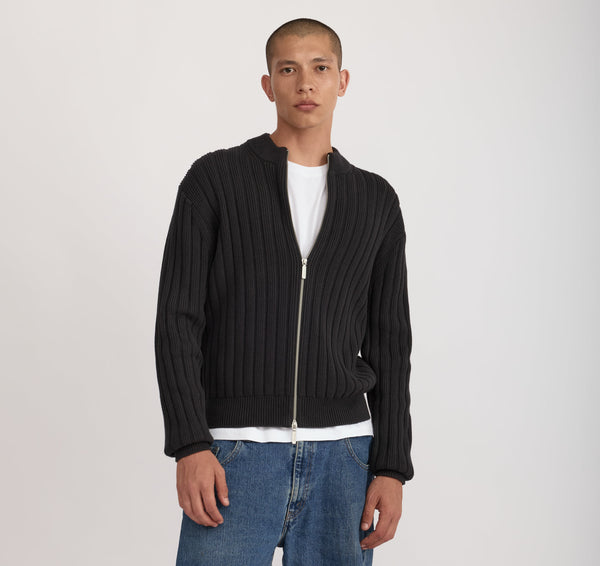 organic basics Soft Knit Rib Zip Track Jacket Black