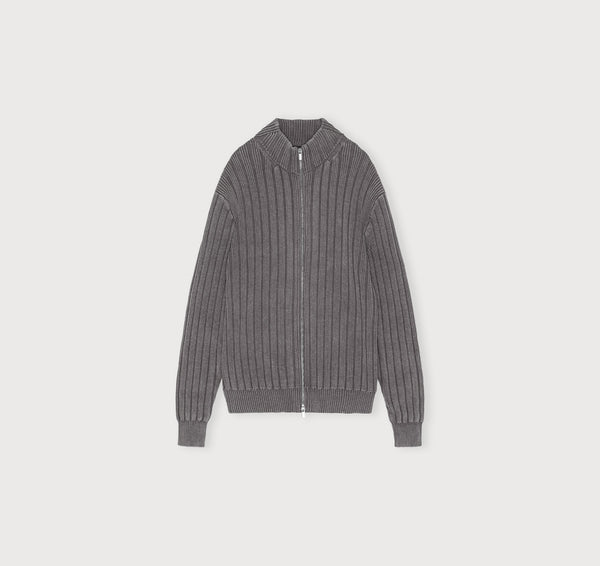 organic basics Soft Knit Rib Zip Track Jacket Vintage Slate