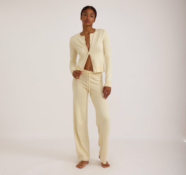 Organic Basics Soft Knit Slim Cardigan Double Cream