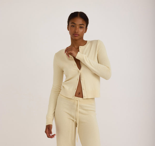 organic basics Soft Knit Slim Cardigan Double Cream