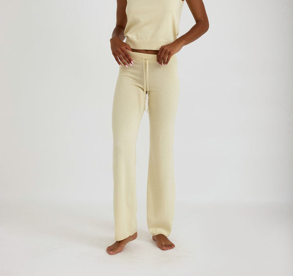 Organic Basics Soft Knit Straight Leg Pants Double Cream