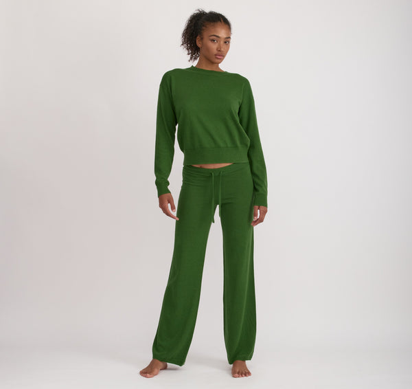 Organic Basics Soft Knit Straight Leg Pants Evergreen