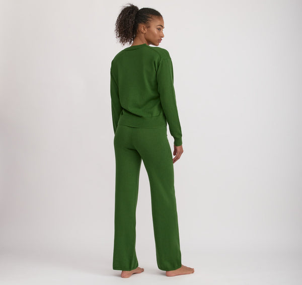 Organic Basics Soft Knit Straight Leg Pants Evergreen