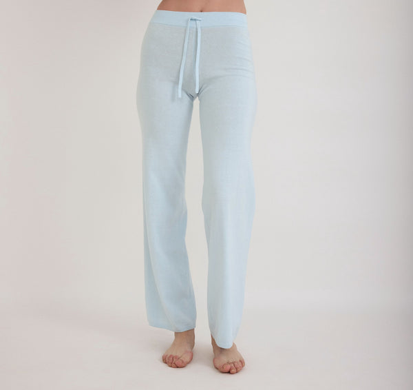 Organic Basics Soft Knit Straight Leg Pants Light Blue