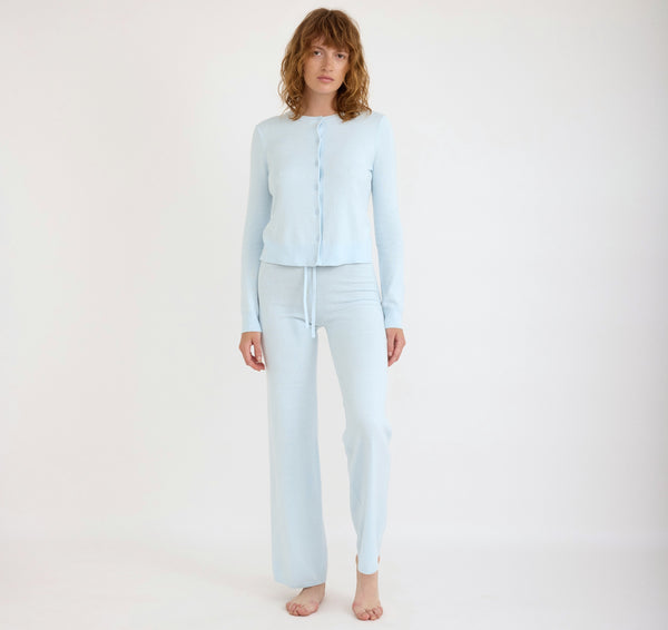organic basics Soft Knit Straight Leg Pants Light Blue