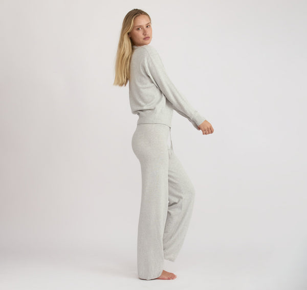 Organic Basics Soft Knit Straight Leg Pants Misty Grey Melange