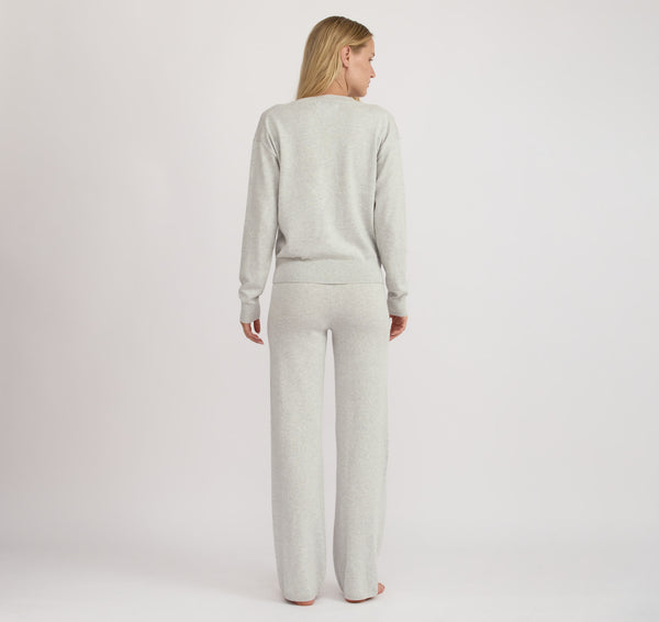 Organic Basics Soft Knit Straight Leg Pants Misty Grey Melange