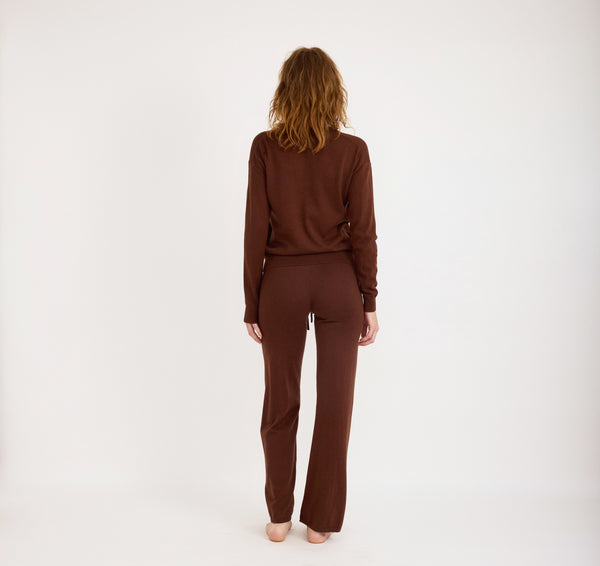 Organic Basics Soft Knit Straight Leg Pants Rich Brown