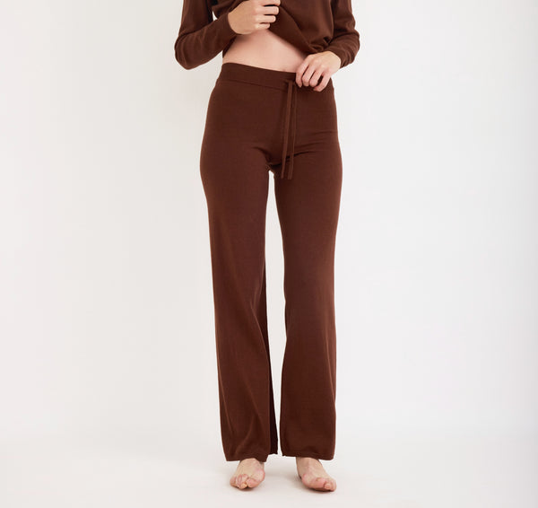 Organic Basics Soft Knit Straight Leg Pants Rich Brown